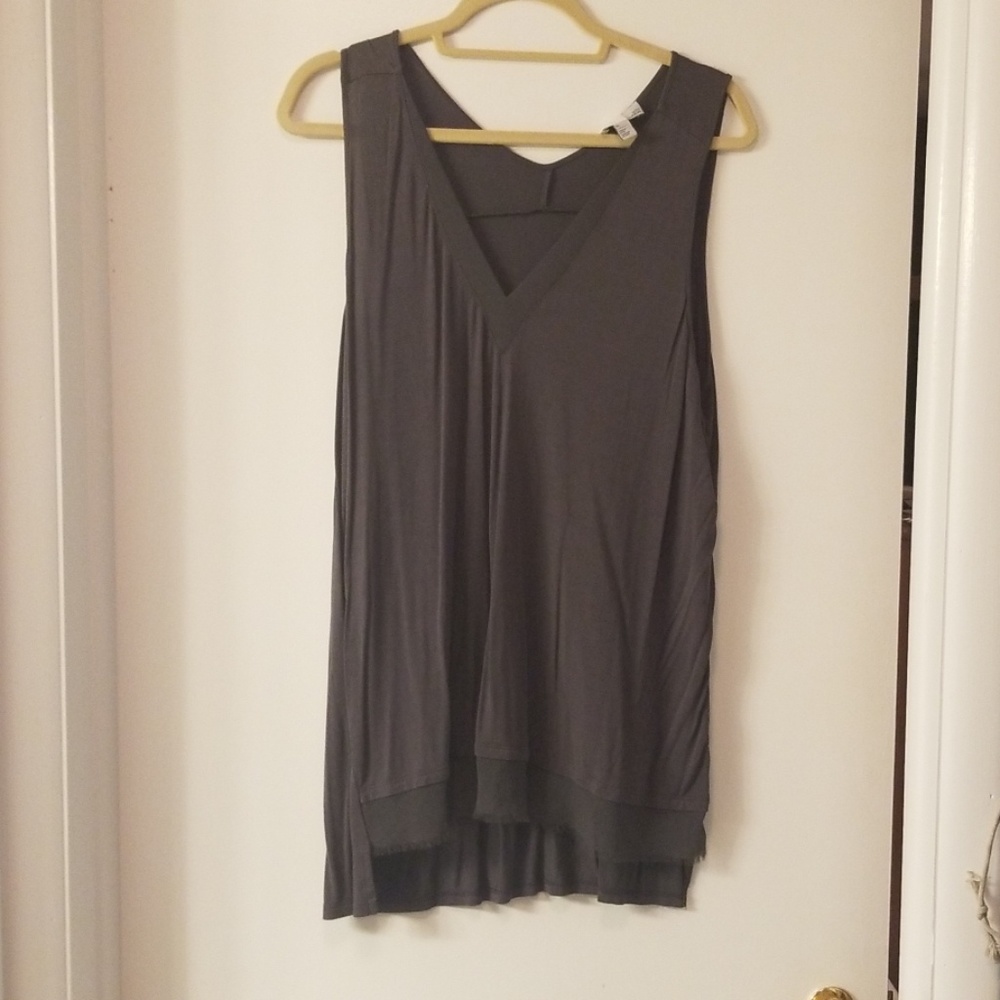Gray V neck tank top